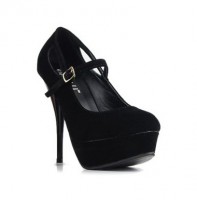 Tacones Negro Azabache con Plataforma y Corea Tobillera
