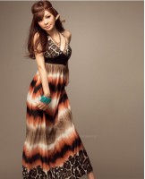 Dulce con cuello en V Halterneck vestido de Bohemia con la impresión del leopardo