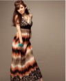 Dulce con cuello en V Halterneck vestido de Bohemia con la impresión del leopardo