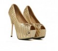 Elegant Style Women's Peep Toed Shoes With Sequins and High Heel Design
